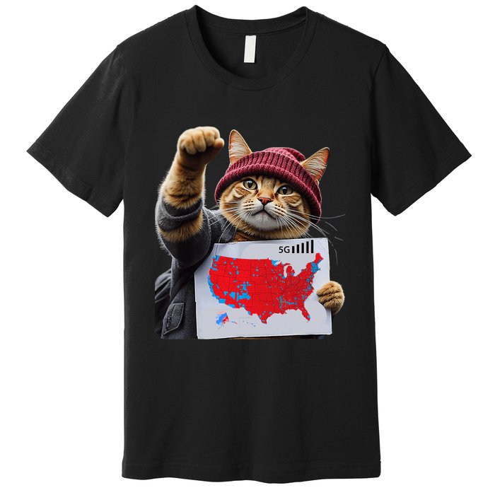 Funny Cat 2024 We Saved America Presidential Election Map Premium T-Shirt