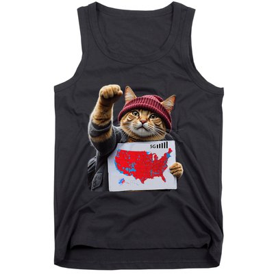 Funny Cat 2024 We Saved America Presidential Election Map Tank Top