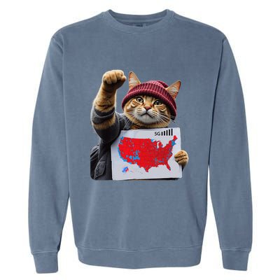 Funny Cat 2024 We Saved America Presidential Election Map Garment-Dyed Sweatshirt