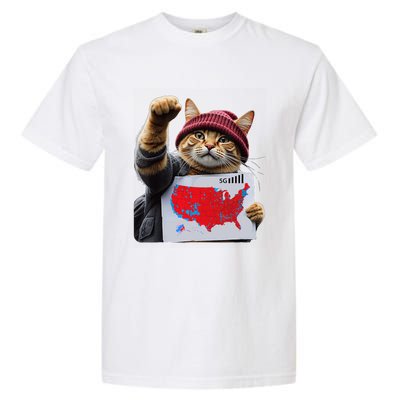 Funny Cat 2024 We Saved America Presidential Election Map Garment-Dyed Heavyweight T-Shirt