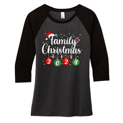 Family Christmas 2024 Xmas Holiday Pajamas Family Vacation Women's Tri-Blend 3/4-Sleeve Raglan Shirt