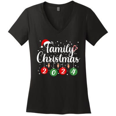 Family Christmas 2024 Xmas Holiday Pajamas Family Vacation Women's V-Neck T-Shirt