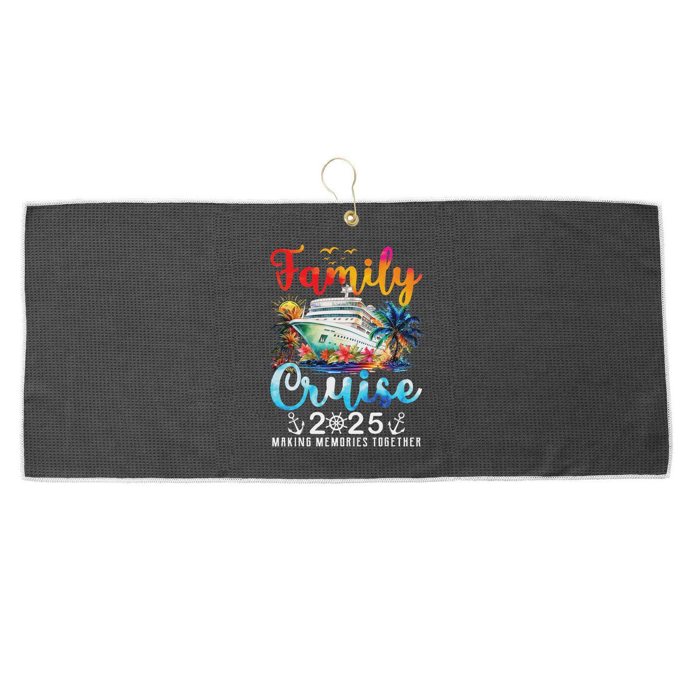 Family Cruise 2025 Vacation Trip Family Matching Cruise Ship Large Microfiber Waffle Golf Towel