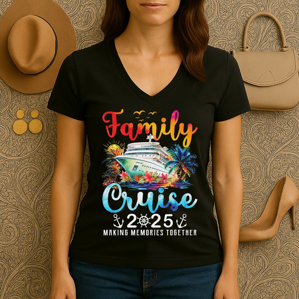 Family Cruise 2025 Vacation Trip Family Matching Cruise Ship Women's V-Neck T-Shirt