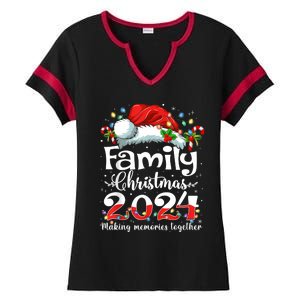 Family Christmas 2024 Matching Squad Santa Elf Funny Xmas Ladies Halftime Notch Neck Tee