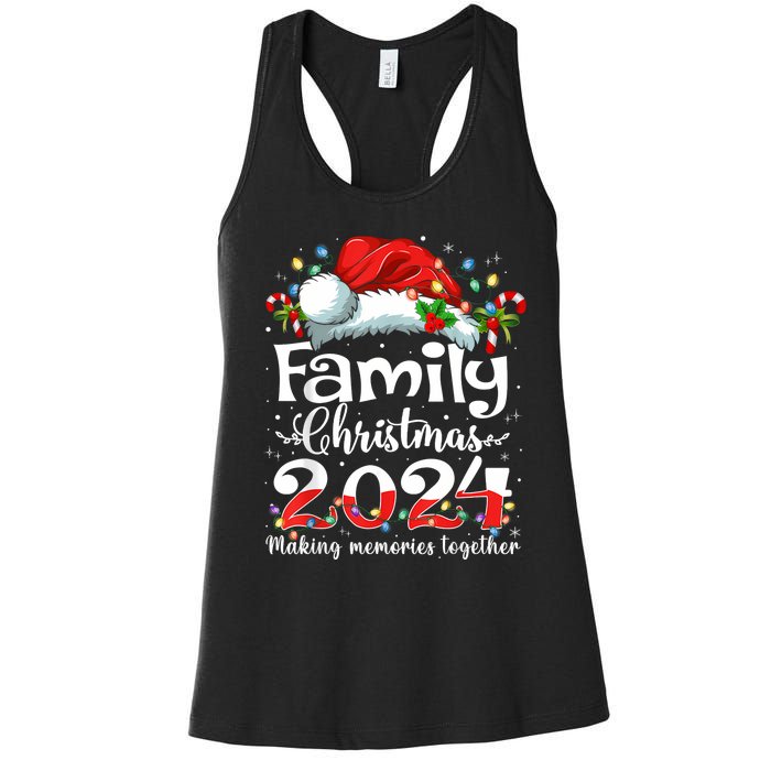 Family Christmas 2024 Matching Squad Santa Elf Funny Xmas Women's Racerback Tank