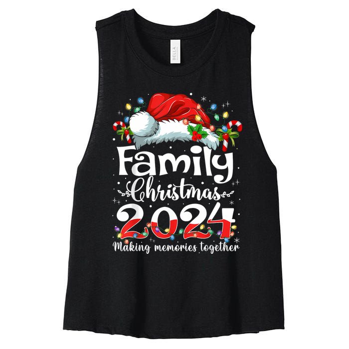 Family Christmas 2024 Matching Squad Santa Elf Funny Xmas Women's Racerback Cropped Tank