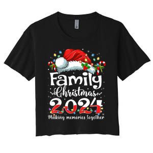 Family Christmas 2024 Matching Squad Santa Elf Funny Xmas Women's Crop Top Tee