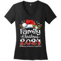 Family Christmas 2024 Matching Squad Santa Elf Funny Xmas Women's V-Neck T-Shirt