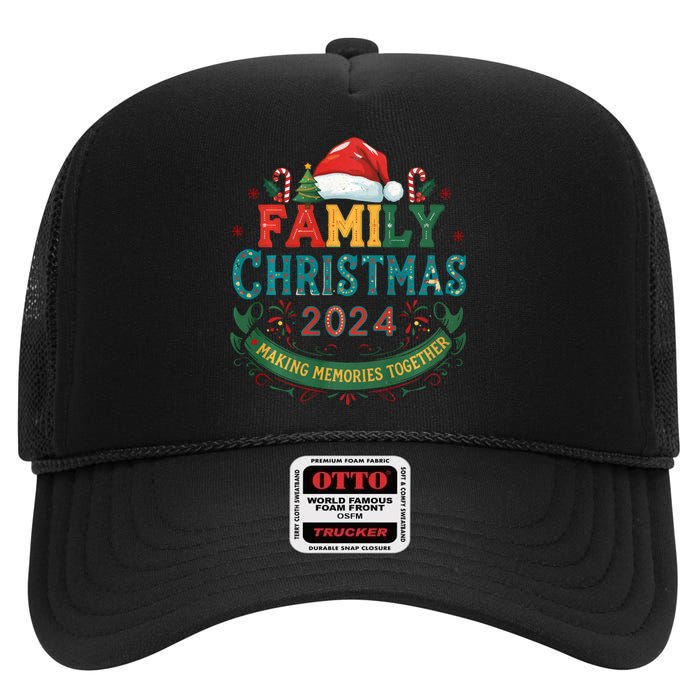 Family Christmas 2024 Matching Outfit Xmas Squad Santa Group High Crown Mesh Back Trucker Hat