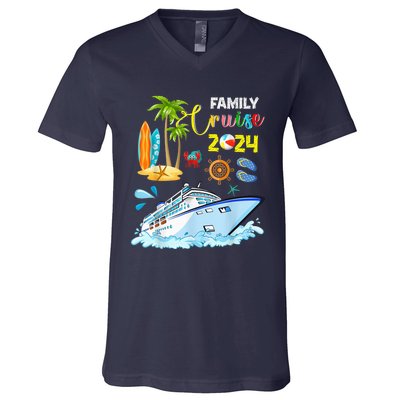 Family Cruise 2024 Funny Summer Vacation Cruise Ship Lover V-Neck T-Shirt