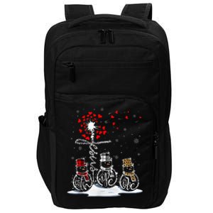 Funny Christmas 2024 Faith Hope Love Snowman Christian Cross Impact Tech Backpack