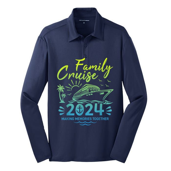 Family Cruise 2024 Making Memories Family Vacation 2024 Silk Touch Performance Long Sleeve Polo