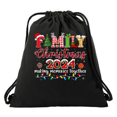 Family Christmas 2024 Matching Squad Santa Elf Funny Xmas Drawstring Bag