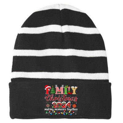 Family Christmas 2024 Matching Squad Santa Elf Funny Xmas Striped Beanie with Solid Band