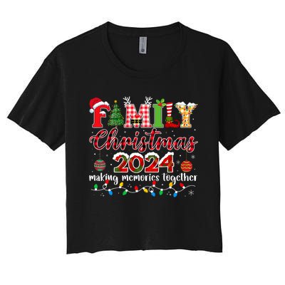 Family Christmas 2024 Matching Squad Santa Elf Funny Xmas Women's Crop Top Tee