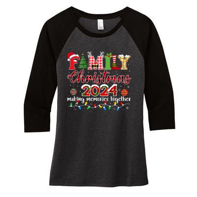 Family Christmas 2024 Matching Squad Santa Elf Funny Xmas Women's Tri-Blend 3/4-Sleeve Raglan Shirt