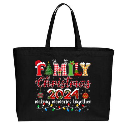 Family Christmas 2024 Matching Squad Santa Elf Funny Xmas Cotton Canvas Jumbo Tote