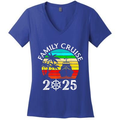 Family Cruise 2025 Vacation Trip Cruising Family Matching Women's V-Neck T-Shirt