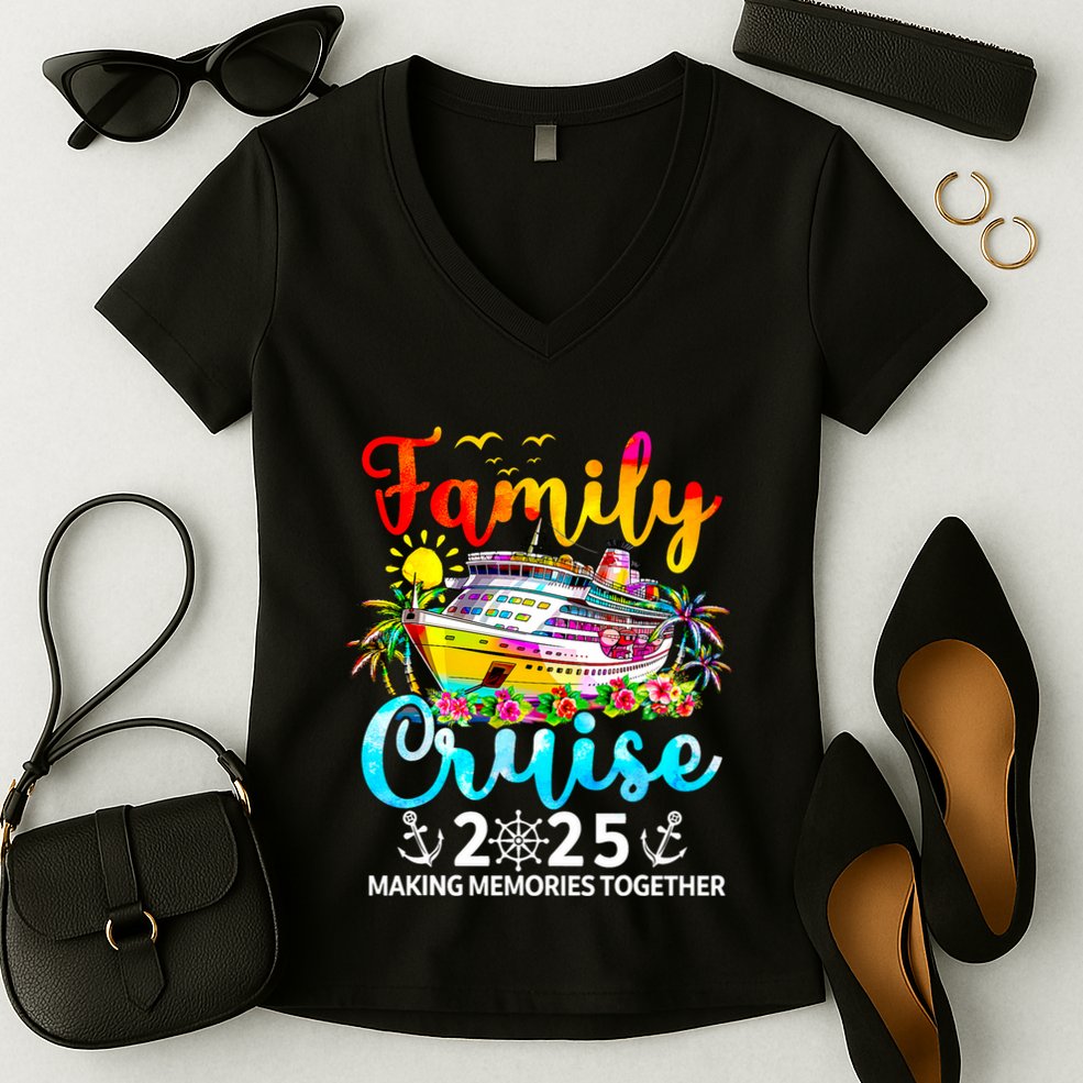 Family Cruise 2025 Family Vacation Matching 2025 Women's V-Neck T-Shirt