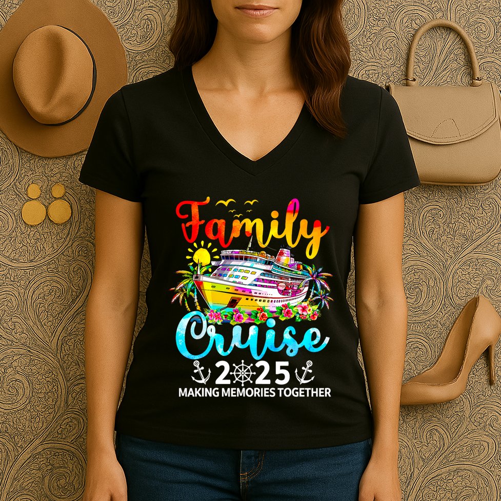 Family Cruise 2025 Family Vacation Matching 2025 Women's V-Neck T-Shirt