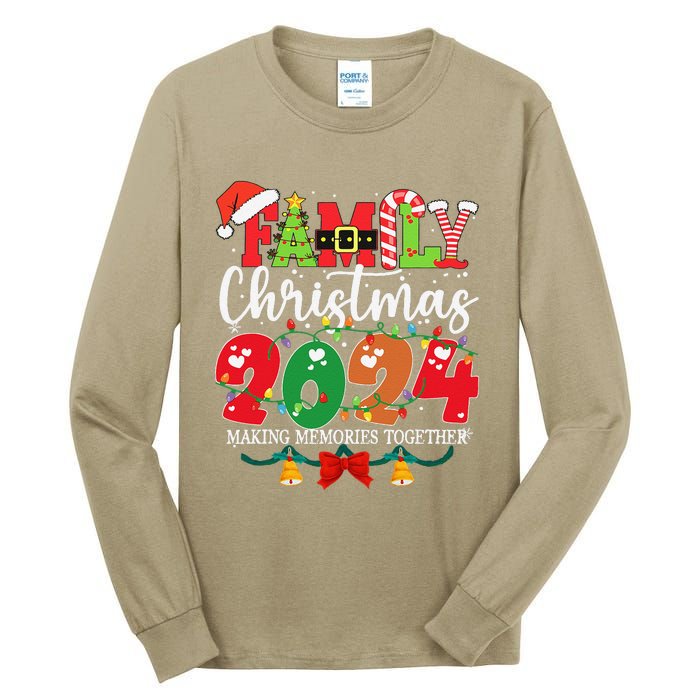 Family Christmas 2024 Matching Outfit Xmas Santa Hat Pajamas Tall Long Sleeve T-Shirt