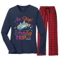 Family Cruise 2025 Aw Ship ItS Family Trip 2025 Women's Long Sleeve Flannel Pajama Set 