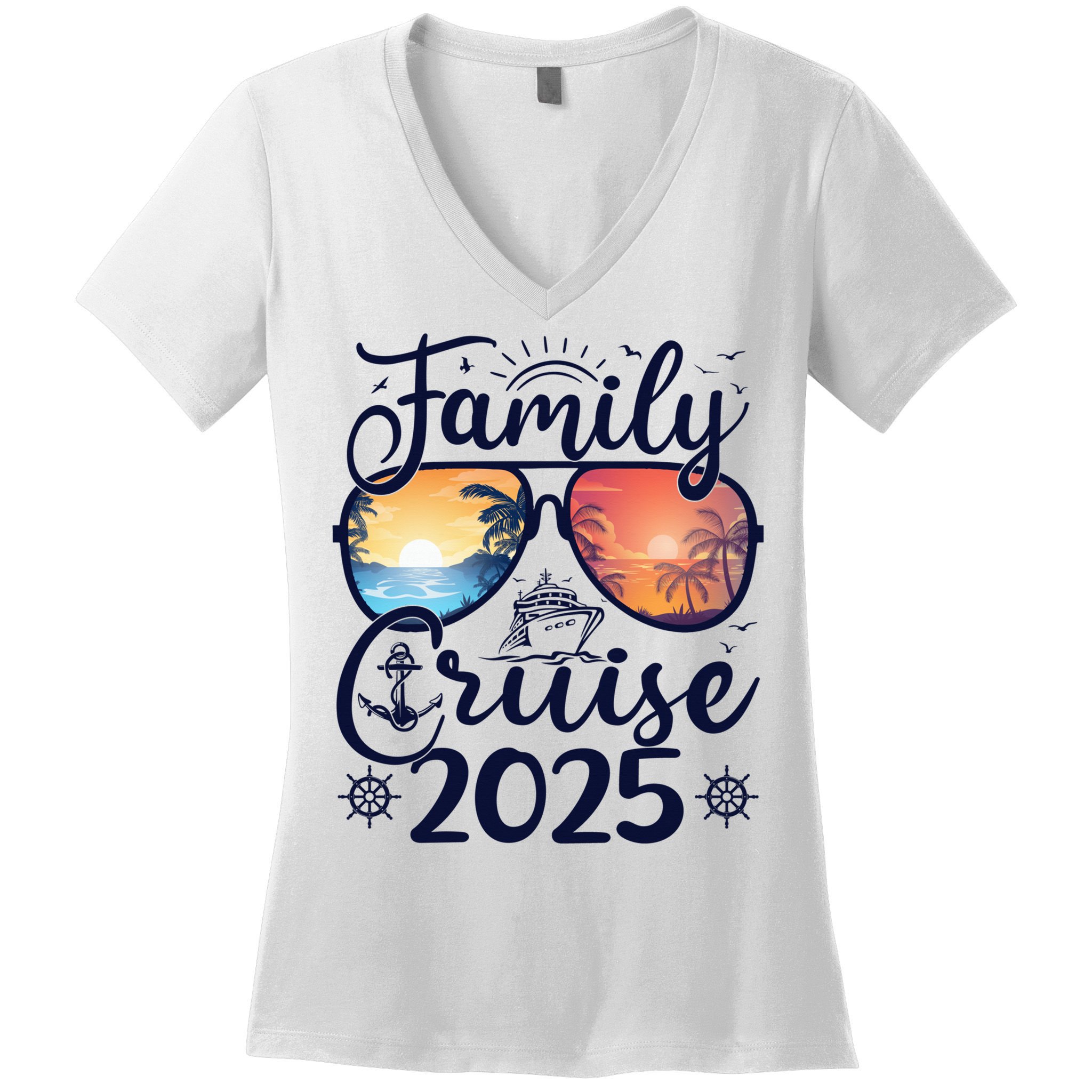Family Cruise 2025 Summer Vacation Matching Family Cruise Women's V-Neck T-Shirt