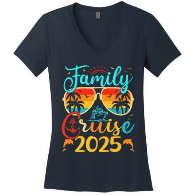 Family Cruise 2025 Summer Vacation Matching Family Cruise Women's V-Neck T-Shirt