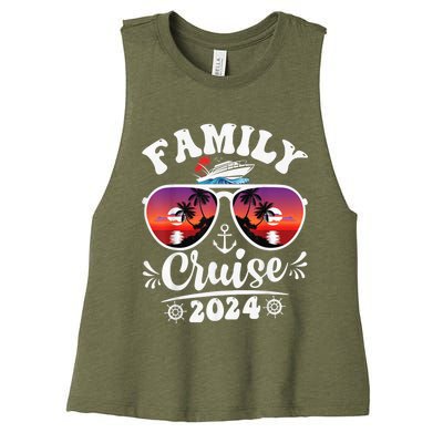 Family Cruise 2024 Shirt Cruise Vacation Trip Matching Group Women's Racerback Cropped Tank