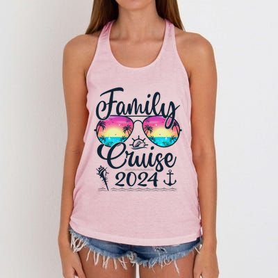 Family Cruise 2024 Making Memories Summer Matching Vacation Women's Knotted Racerback Tank