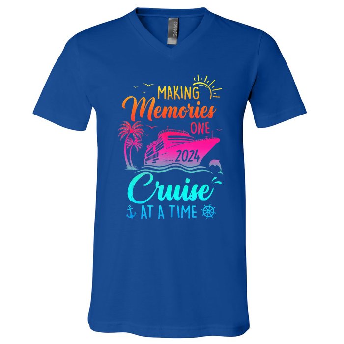 Family Cruise 2024 Making Memories One Cruise At A Time V-Neck T-Shirt