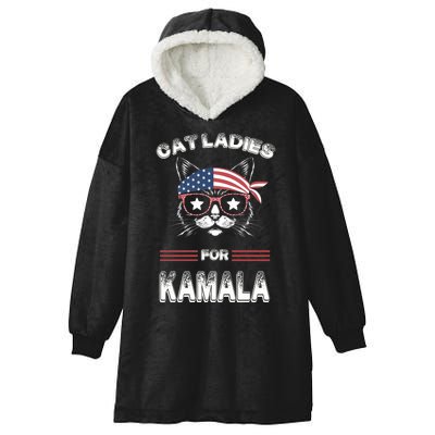 Funny Cat 2024 President Kamalaharris Hooded Wearable Blanket