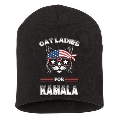 Funny Cat 2024 President Kamalaharris Short Acrylic Beanie