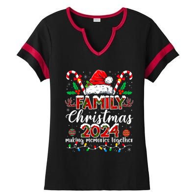 Family Christmas 2024 Matching Squad Santa Elf Funny Xmas Ladies Halftime Notch Neck Tee