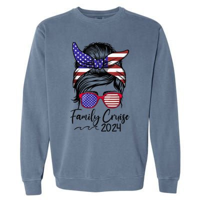 Family Cruise 2024 Matching Messy Bun Cruise Squad Shirt Garment-Dyed Sweatshirt