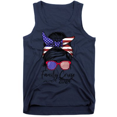 Family Cruise 2024 Matching Messy Bun Cruise Squad Shirt Tank Top