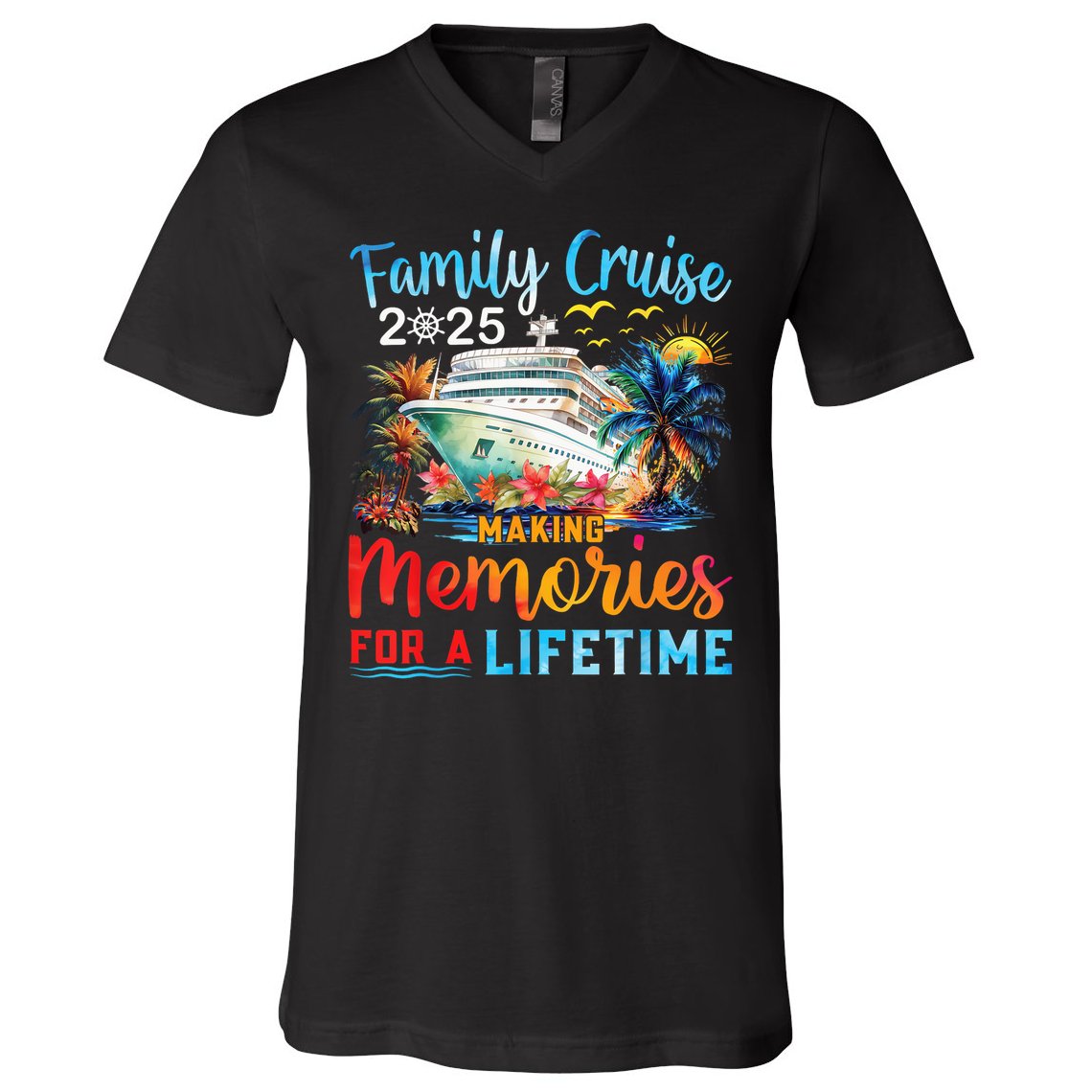 Family Cruise 2025 Family Matching Cruise Vacation Party V-Neck T-Shirt
