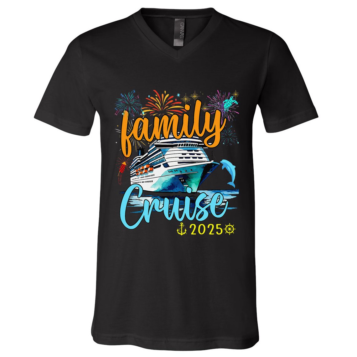 Family Cruise 2025 Family Vacation Matching Family Group. V-Neck T-Shirt