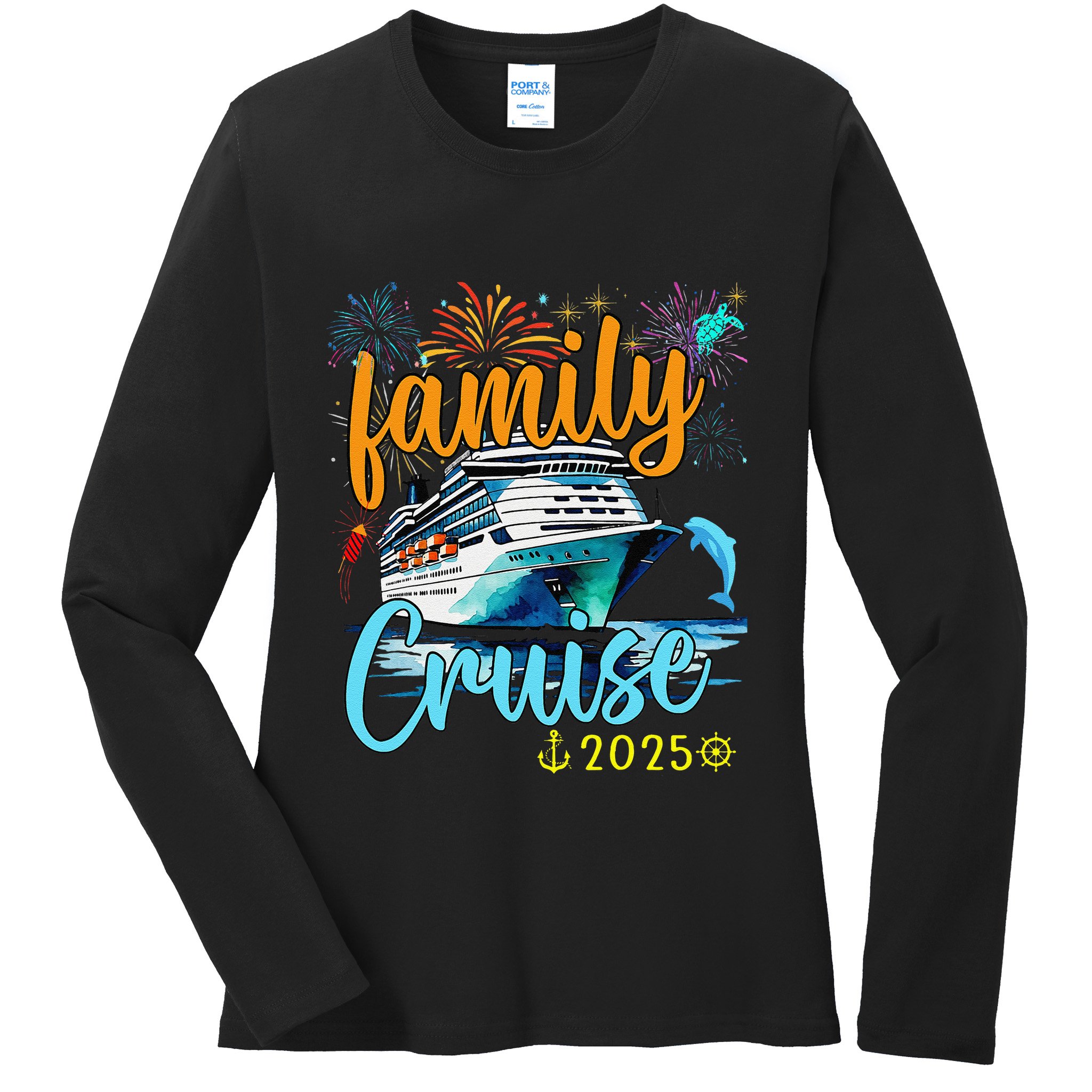 Family Cruise 2025 Family Vacation Matching Family Group. Ladies Long Sleeve Shirt