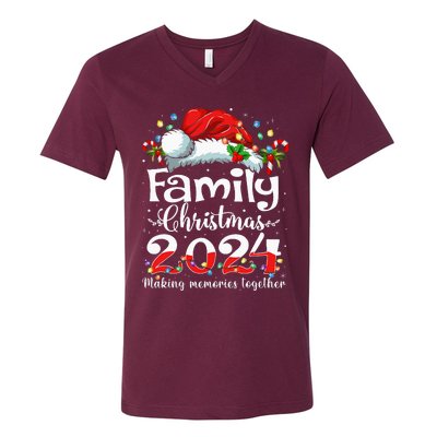 Family Christmas 2024 Matching Squad Santa Elf Funny Xmas V-Neck T-Shirt