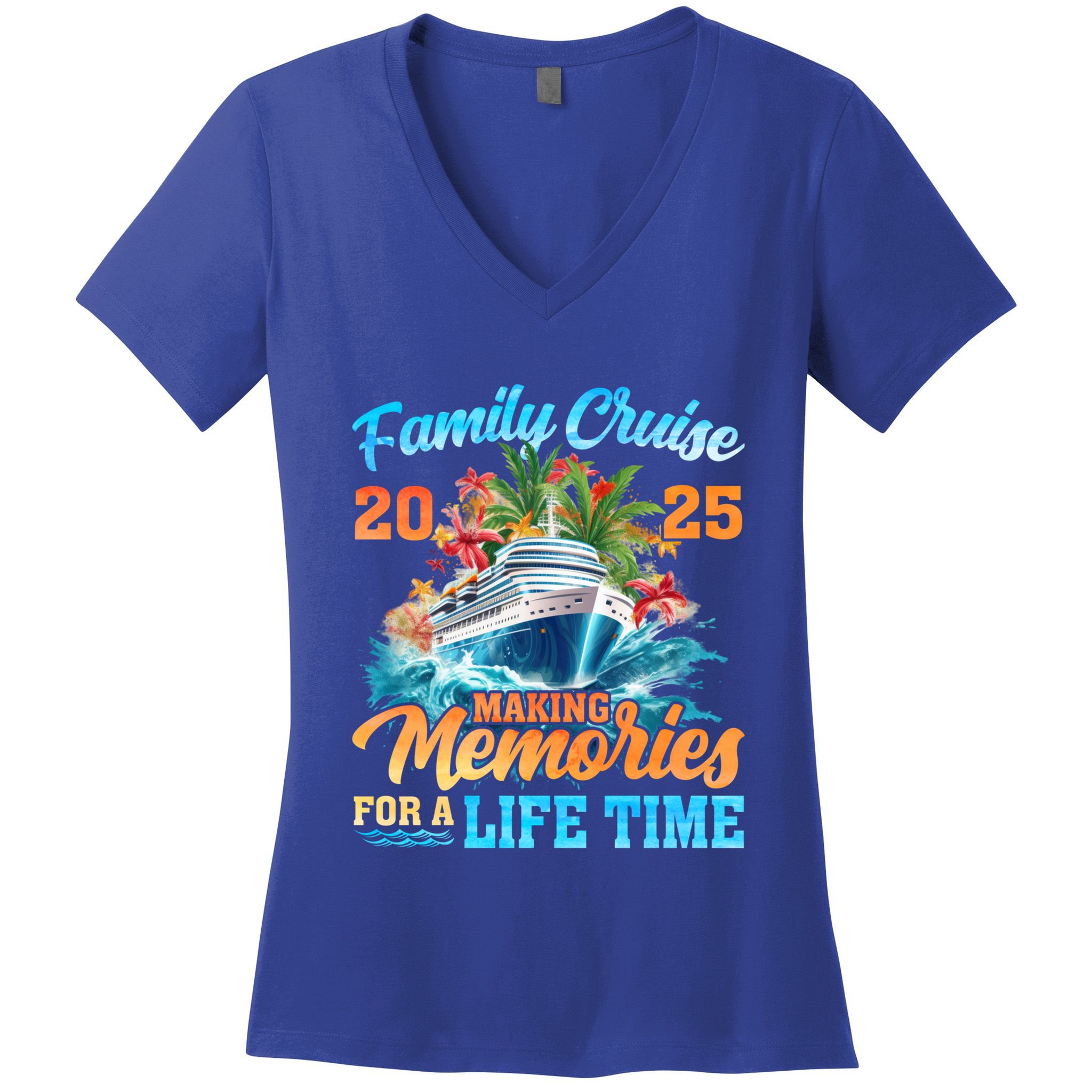 Family Cruise 2025 Family Matching Group Vacation Summer Gift Women's V-Neck T-Shirt