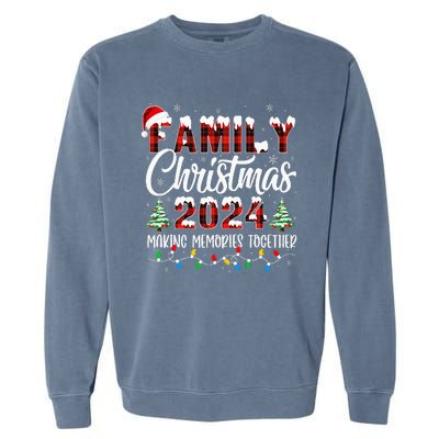 Family Christmas 2024 Matching Squad Santa Red Plaid Xmas Garment-Dyed Sweatshirt