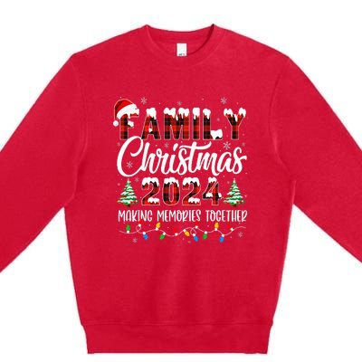 Family Christmas 2024 Matching Squad Santa Red Plaid Xmas Premium Crewneck Sweatshirt