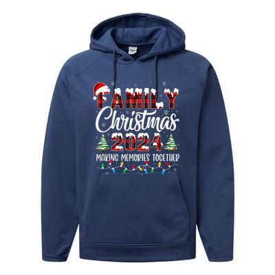 Family Christmas 2024 Matching Squad Santa Red Plaid Xmas Performance Fleece Hoodie