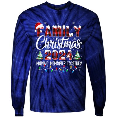 Family Christmas 2024 Matching Squad Santa Red Plaid Xmas Tie-Dye Long Sleeve Shirt