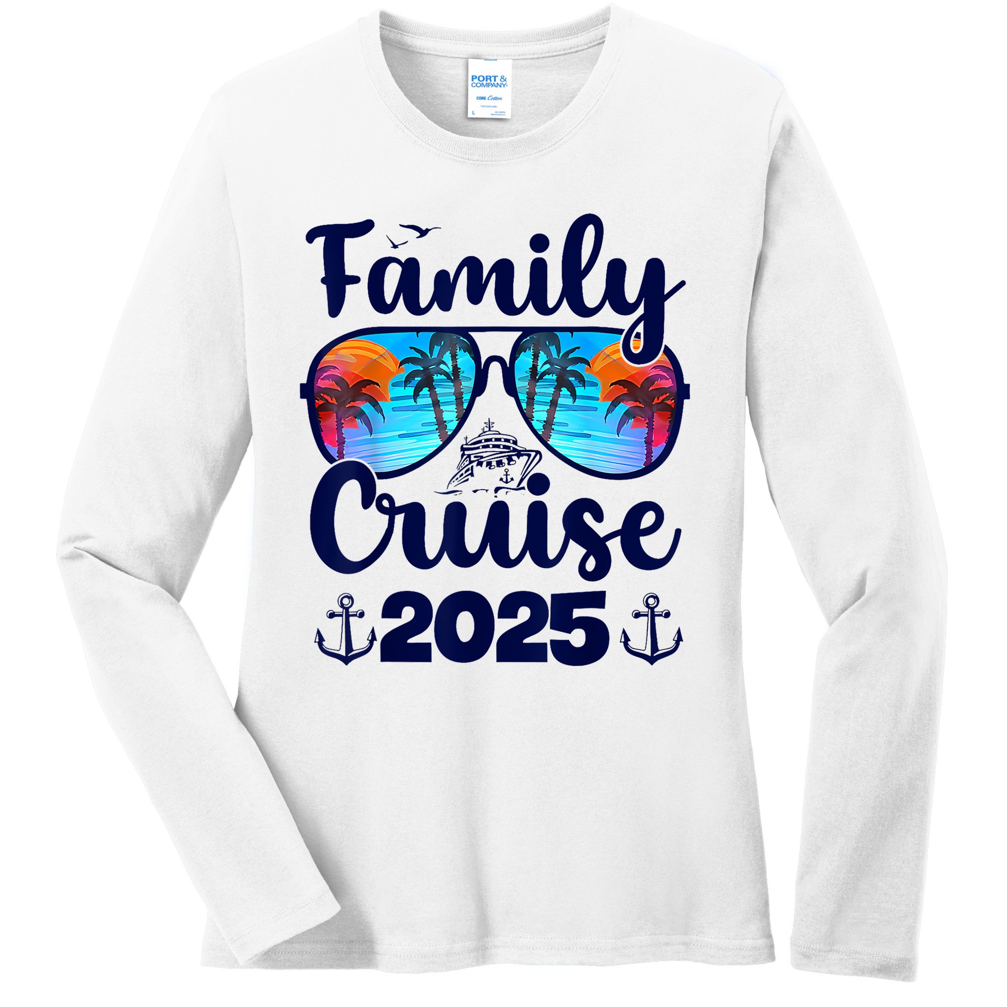 Family Cruise 2025 Family Vacation Matching Family Group Ladies Long Sleeve Shirt