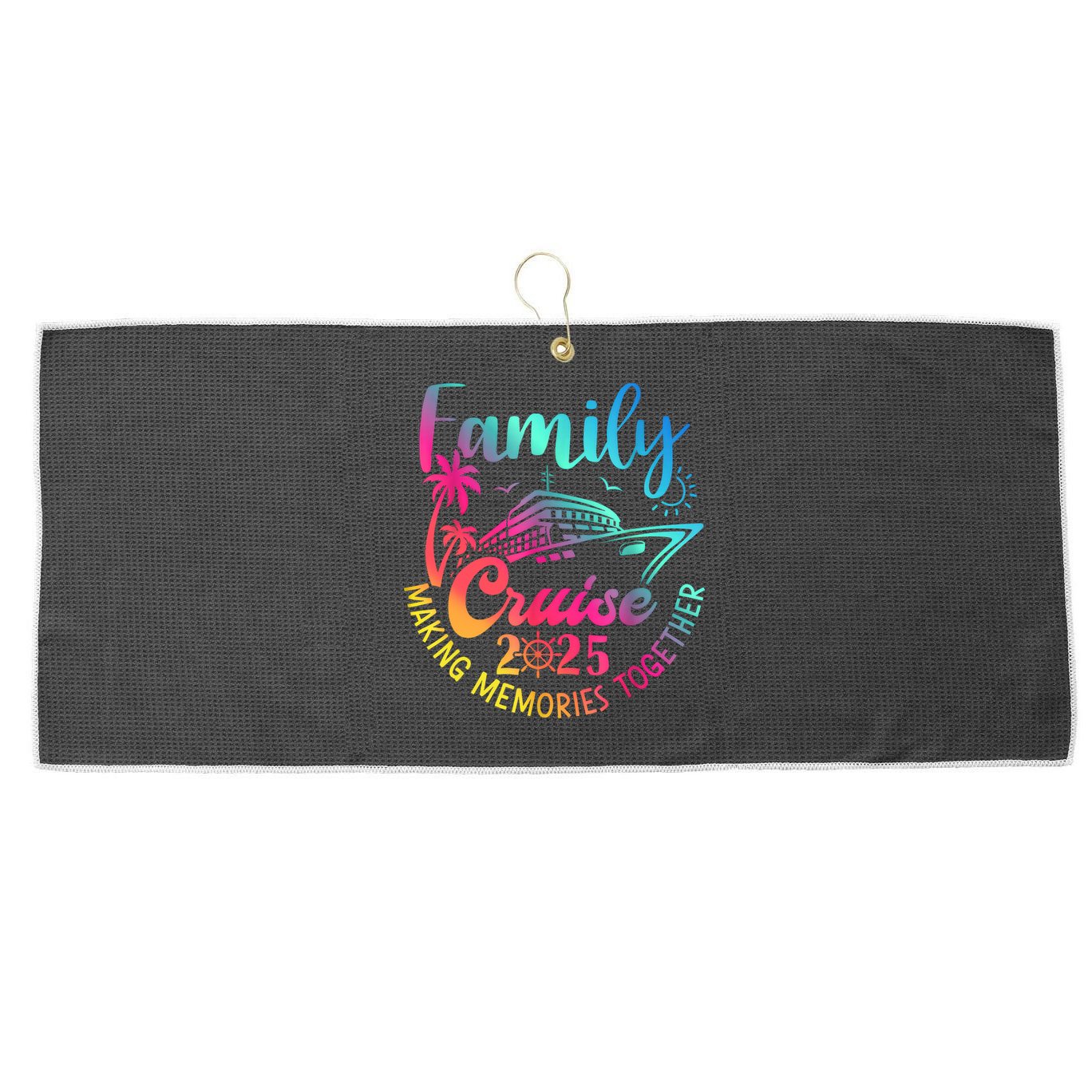 Family Cruise 2025 Summer Vacation Matching Family Cruise  Large Microfiber Waffle Golf Towel