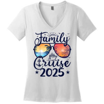 Family Cruise 2025 Summer Vacation Matching Family Cruise Women's V-Neck T-Shirt