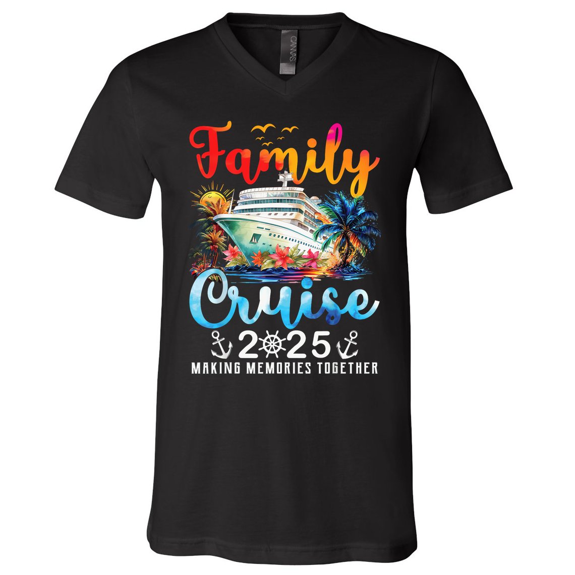 Family Cruise 2025 Vacation Trip Family Matching Cruise Ship V-Neck T-Shirt